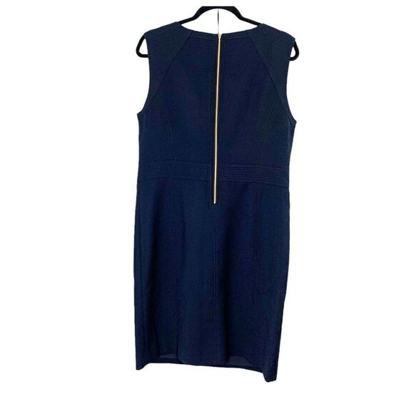 Tory Burch Women’s Wool Blend Evelina Sheath Dress size 14 Navy Blue Gold Detail - Picture 8 of 11